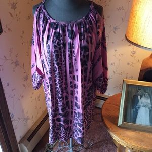 Pink leopard tunic with open shoulders